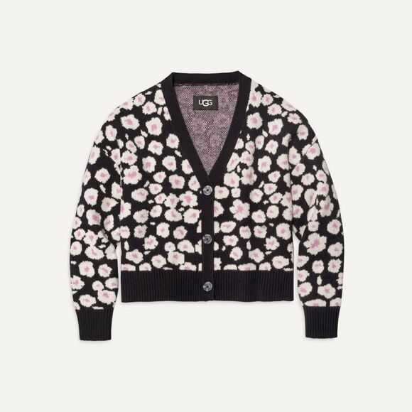 UGG Sweaters - NWT-UGG-Shaina Cardigan- BLACK HIBISCINA-black/white/pink- Size Small